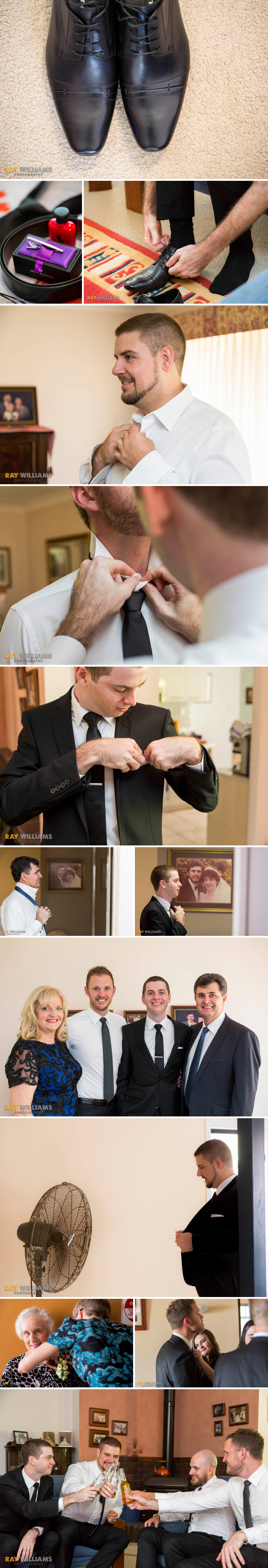 Groom preparation wedding photos