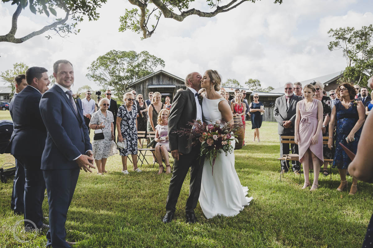 Yandina Station Wedding ceremony Bride and Dad