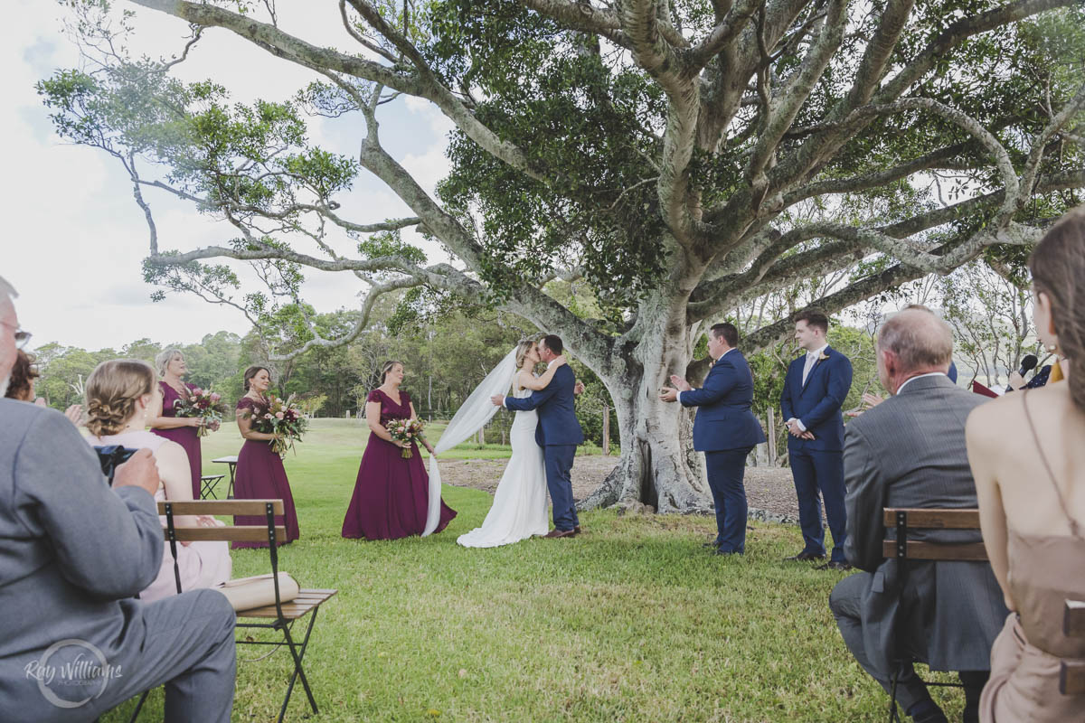 Yandina Station Wedding ceremony kiss