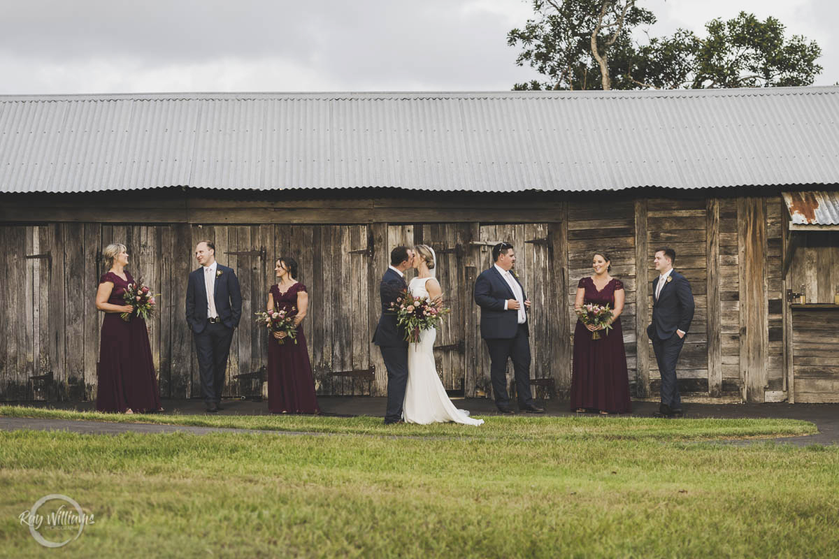 Yandina Station Wedding Barn kiss